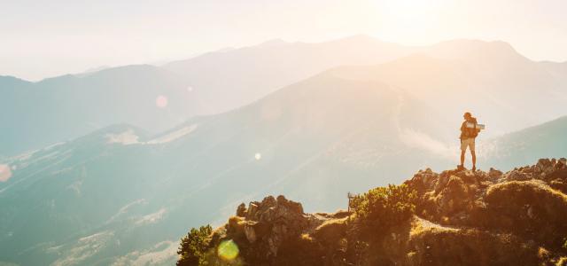 Mountain Hiker With Backpack